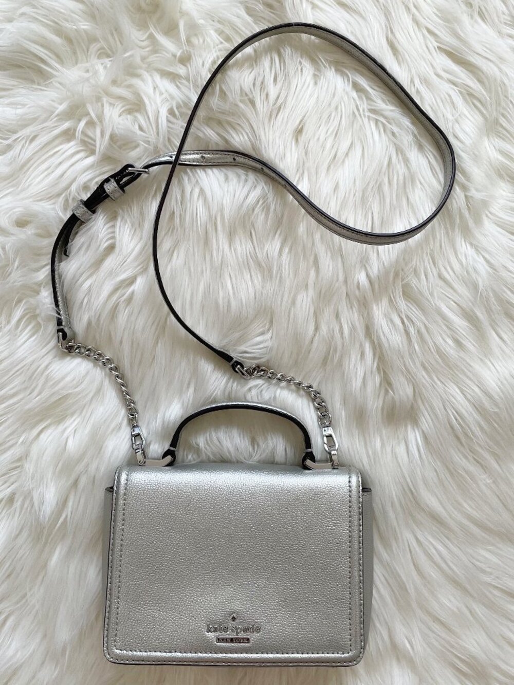 Kate Spade Silver Patterson Drive Maisie Leather Crossbody Purse Bag